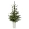 4.5ft. Pre-Lit Layered Washington Spruce Artificial Christmas Tree In White Planter, Clear LED Lights